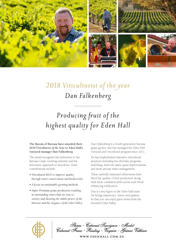 Viticulturist of the Year 2018 - Dan Falkenburg EdenHall